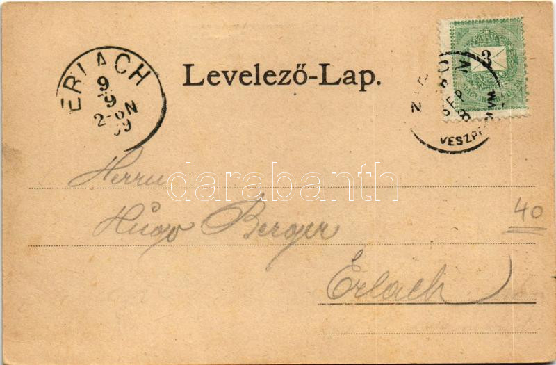 1899 (Vorläufer) Zirc, Apátság, Nagy vendéglő. Art Nouveau, floral (EK) - Image 2