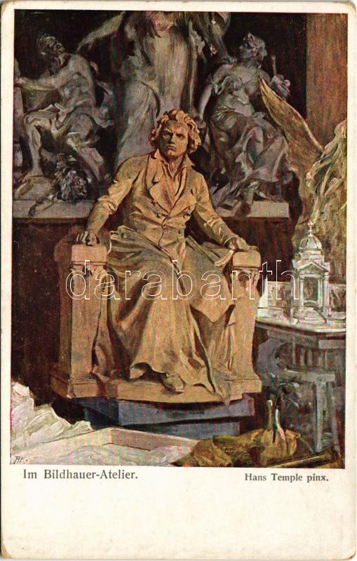 Im Bildhauer-Atelier. Wiener Kunst B.K.W.I. Nr. 1306. s: Hans Temple (EK)
