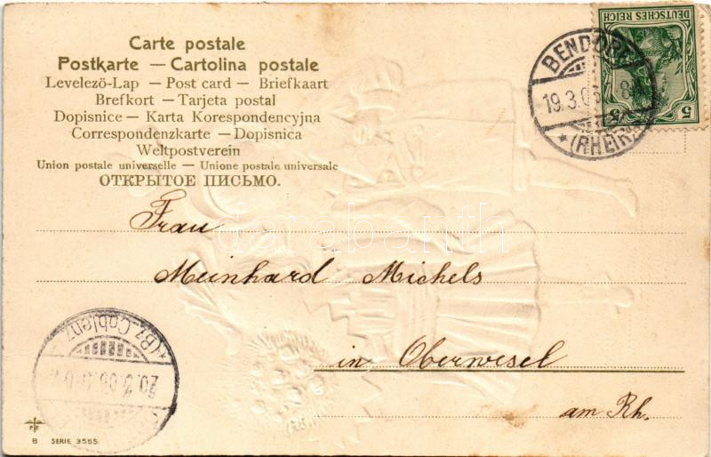 1903 Herzlichen Glückwunsch zum Namenstage! / Name Day greeting art postcard. Emb. litho (EK) - Image 2