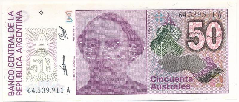 Argentína DN (1989) 50A 'RDP, JGF' T:I Argentina ND (1989) 50 Australes 'RDP, JGF' C:UNC Krause P#326