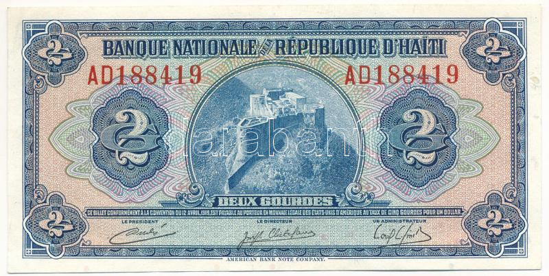 Haiti DN (1951-1954) 2G 'Antonio André, Joseph Chatelain, Louis L. Smith' T:I- Haiti ND (1951-1954) 2 Gourdes 'Antonio André, Joseph Chatelain, Louis L. Smith' C:AU Krause P#13