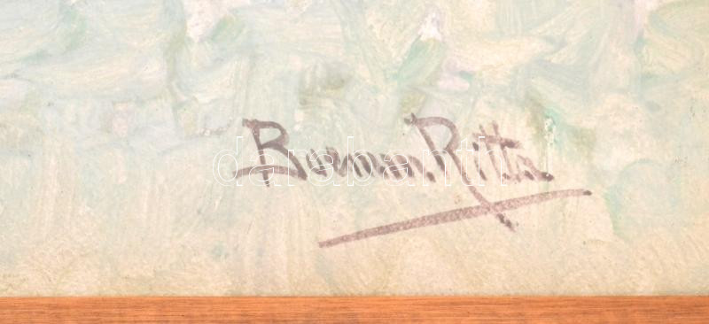 Boemm Ritta (1868-1948): Udvar. Gouache, karton. Jelezve jobbra lent. Fakeretben. 40x26,5 cm - Image 2