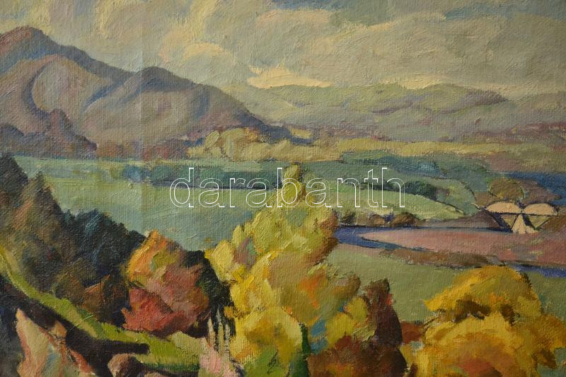 Paál Albert (1895-1968): Nagybányai táj. Olaj, vászon, jelezve jobbra lent. Dekoratív fakeretben, 120×100 cm. / Albert Paál (1895-1968): Landscape around Baia Mare. Oil on canvas, signed lower right. Framed 120×100 cm. KIZÁRÓLAG - Image 3