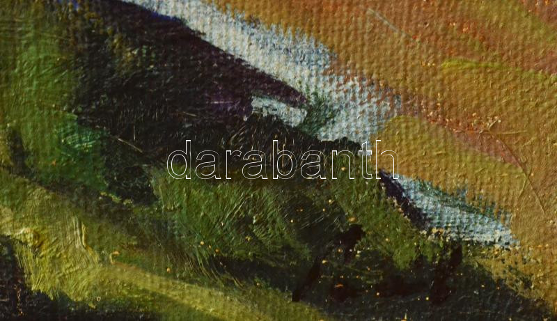 Paál Albert (1895-1968): Nagybányai táj. Olaj, vászon, jelezve jobbra lent. Dekoratív fakeretben, 120×100 cm. / Albert Paál (1895-1968): Landscape around Baia Mare. Oil on canvas, signed lower right. Framed 120×100 cm. KIZÁRÓLAG - Image 4