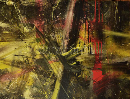 Pintér András Ferenc (1980-): Walk the Line II. Vegyes technika, fa, jelezve a hátoldalán. Reprodukálva a művész honlapján: https://www.pafart.com/archive/works2014/ 100×130 cm. / Pintér András Ferenc (1980-): Walk the Line II. Mixed