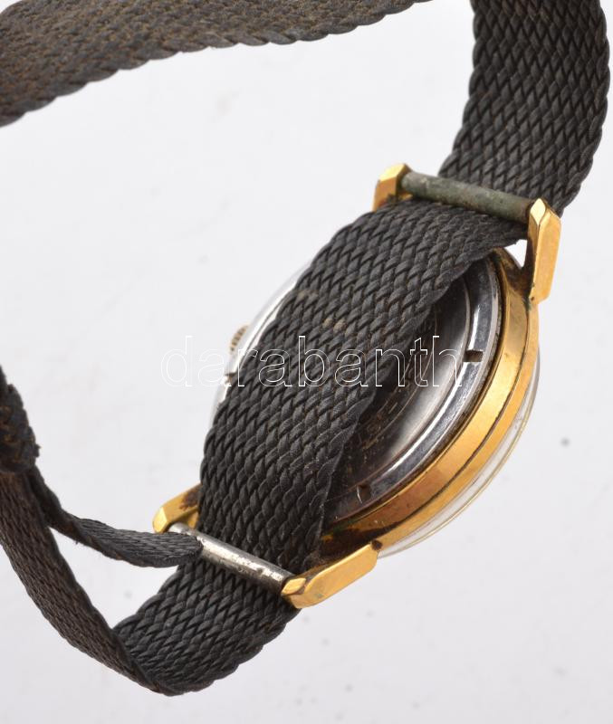 Poljot 17 köves mechanikus karóra, vízálló fém tokkal, vászon szíjjal, kissé viseltes, nem kipróbált, d: 32 mm - Image 2