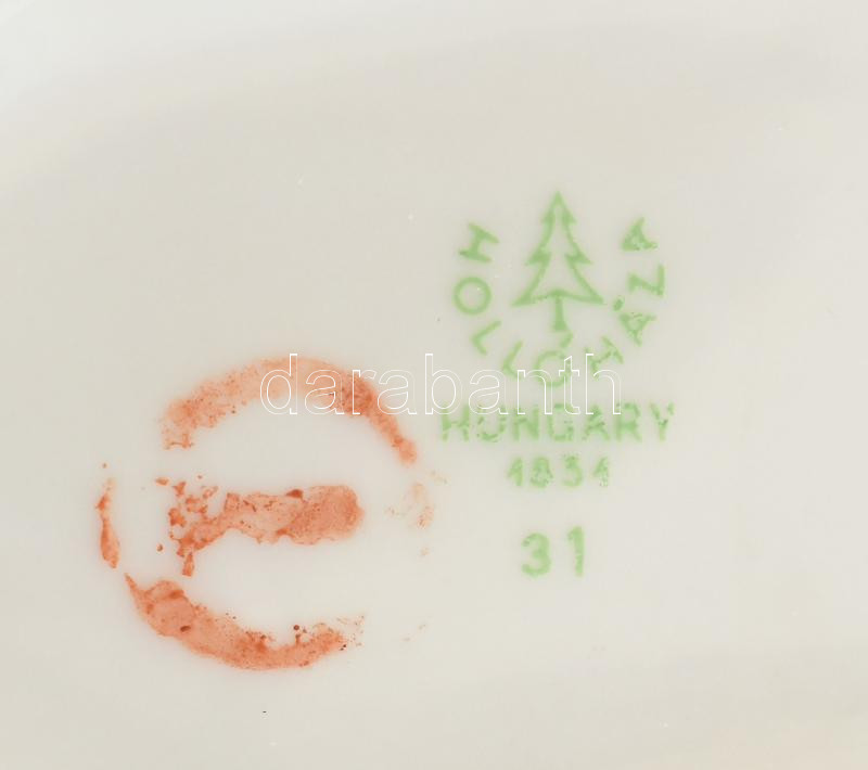 Hollóházi porcelán bonbonier, jelzett, kopásnyomokkal, 4,5x8cm - Image 2