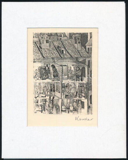 Kondor Béla (1931-1972): Életek. Rézkarc, papír, utólagos jelzéssel, paszpartuban, 11×8 cm