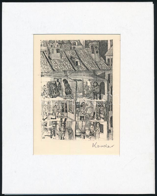 Kondor Béla (1931-1972): Életek. Rézkarc, papír, utólagos jelzéssel, paszpartuban, 11×8 cm