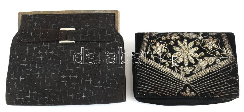 2 db nőitáska. Bőr 18x16 cm, Indiai ezüst szál szövéses 15x12 cm Sérült
