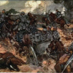 1915 Tüzérharc / Artilleriekampf / WWI K.u.K. military art postcard. B.K.W.I. 259-41. (EK)