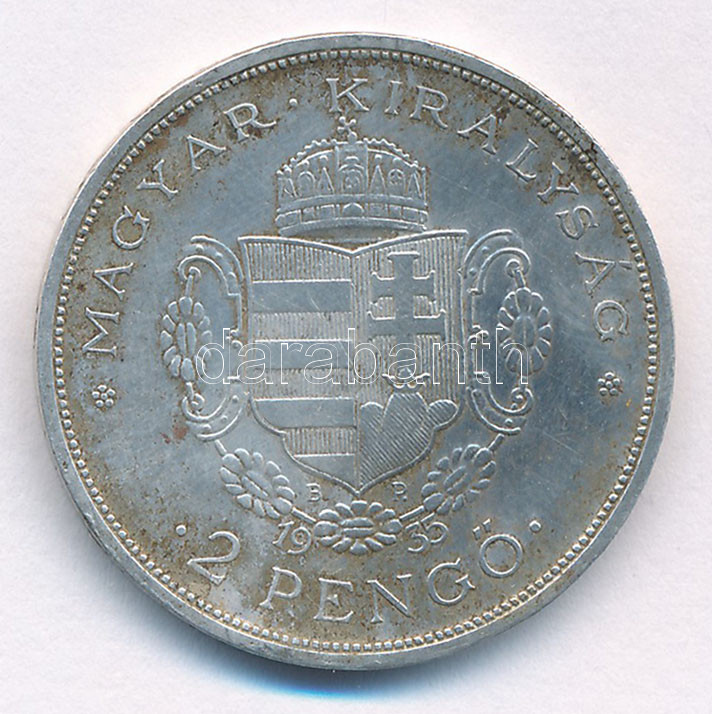 1935. 2P Ag 'Rákóczi' T:1- patina Adamo P7.2 - Image 2