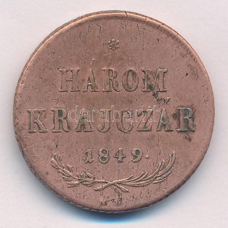 1849. 3kr Cu T:2,2- Adamo B1