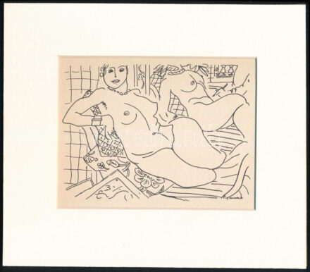 Jelzés nélkül: Fekvő akt, cinkográfia, papír, paszpartuban, 12×15 cm