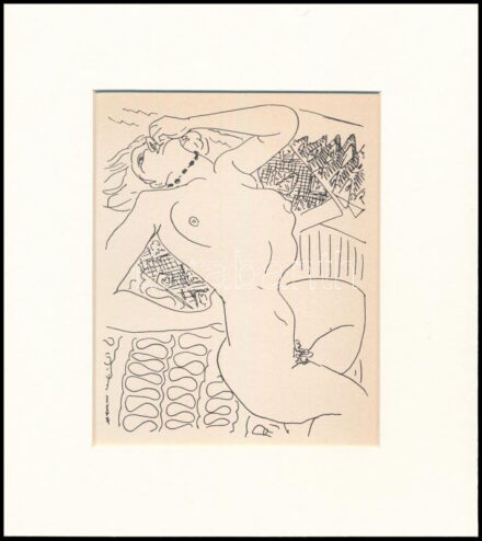 Jelzés nélkül: Fekvő akt, cinkográfia, papír, paszpartuban, 13×16 cm