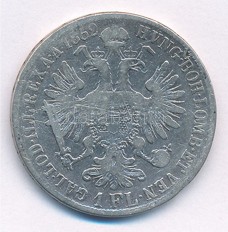 Ausztria / Velence 1862. 1Fl Ag 'Ferenc József' (12,04g) T:3 Austria / Venice 1862. 1 Florin Ag 'Franz Joseph' (12,04g) C:F Krause KM#2219 - Image 2