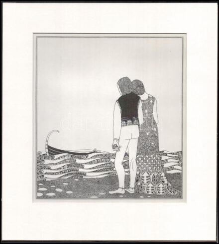 Kozma Lajos (1884-1948): Búcsú, cinkográfia, papír, jelzett a cinkográfián, paszpartuban, 22×20 cm