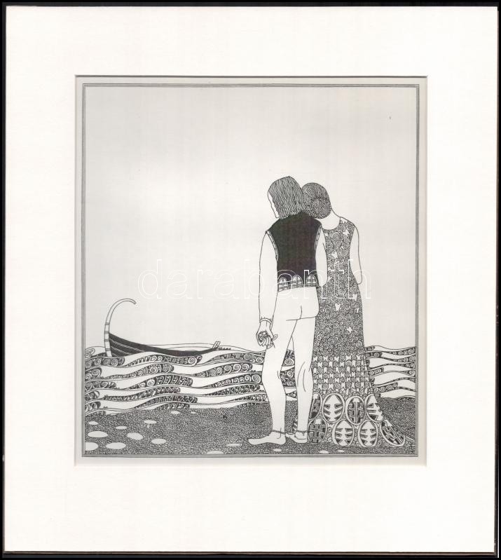 Kozma Lajos (1884-1948): Búcsú, cinkográfia, papír, jelzett a cinkográfián, paszpartuban, 22×20 cm