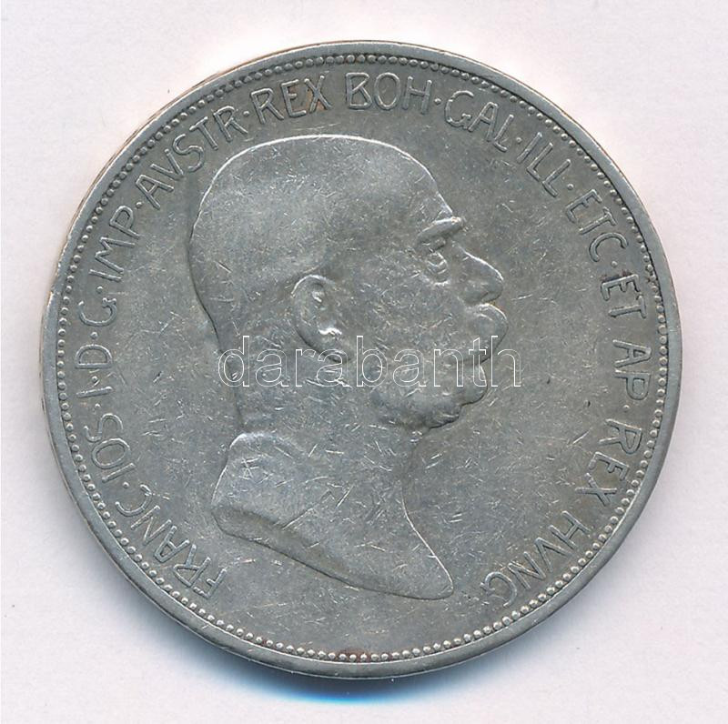Ausztria 1909. 5K Ag 'Ferenc József' T:2- ph. Austria 1909. 5 Corona Ag 'Franz Joseph' C:VF edge error Krause KM#2814