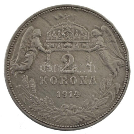 1914KB 2K Ag 'Ferenc József' (10g) T:2- lapkahiba / Hungary 1914KB 2 Korona Ag 'Franz Joseph' (10g) C:VF planchet error Adamo K6, Unger III 1494, Huszár 2202., Krause KM# 493