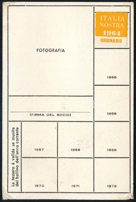 1964 Olasz igazolvány magyar nő részére, 1 db bélyeggel - Image 2