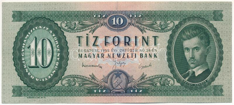 1949. 10Ft 'A 122 217926' T:III szép papír Adamo F3