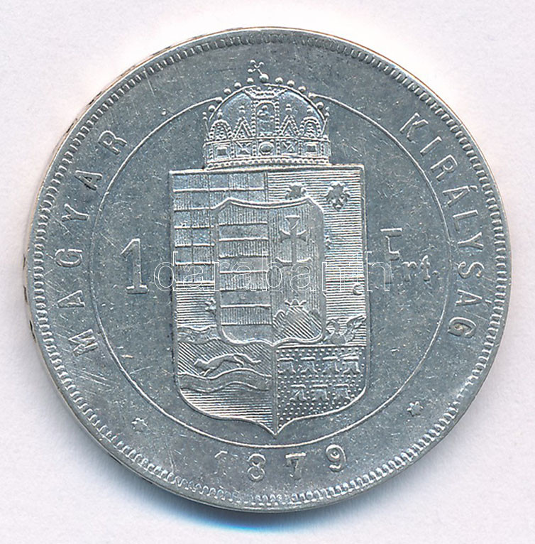 1879KB 1Ft Ag 'Ferenc József / Középcímer' T:1- kis ph. Adamo M15 - Image 2