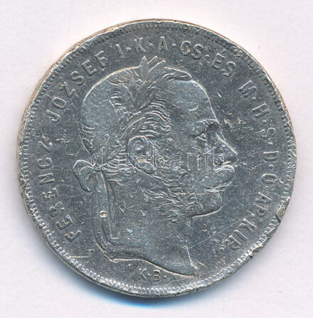 1876KB 1Ft Ag 'Ferenc József / Középcímer' T:3 ph. Adamo M15