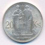 Szlovákia 1941. 20K Ag 'Cirill és Metód' T:1-,2 ph. Slovakia 1941. 20 Korun Ag 'St. Kyrill and St. Methodius' C:AU,XF edge error Krause KM#7.1