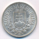 Szlovákia 1941. 20K Ag 'Cirill és Metód' T:1-,2 ph. Slovakia 1941. 20 Korun Ag 'St. Kyrill and St. Methodius' C:AU,XF edge error Krause KM#7.1 - Image 2
