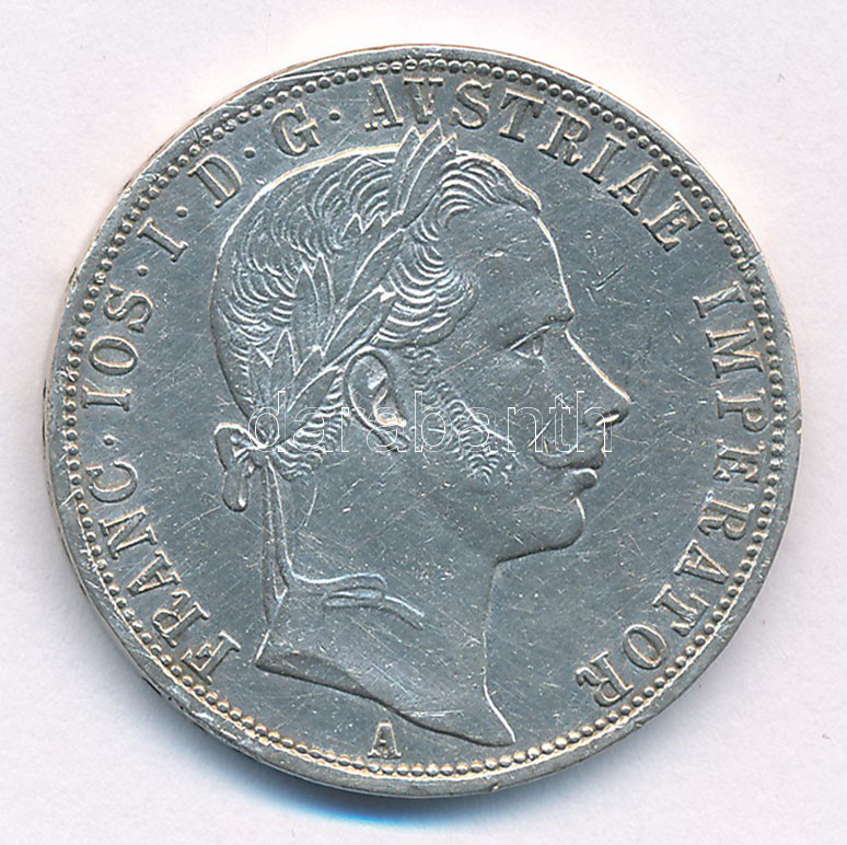 Ausztria 1860A 1Fl Ag 'Ferenc József' T:2 kis ph. Austria 1860A 1 Florin Ag 'Franz Joseph' C:XF small edge error Krause KM#2219