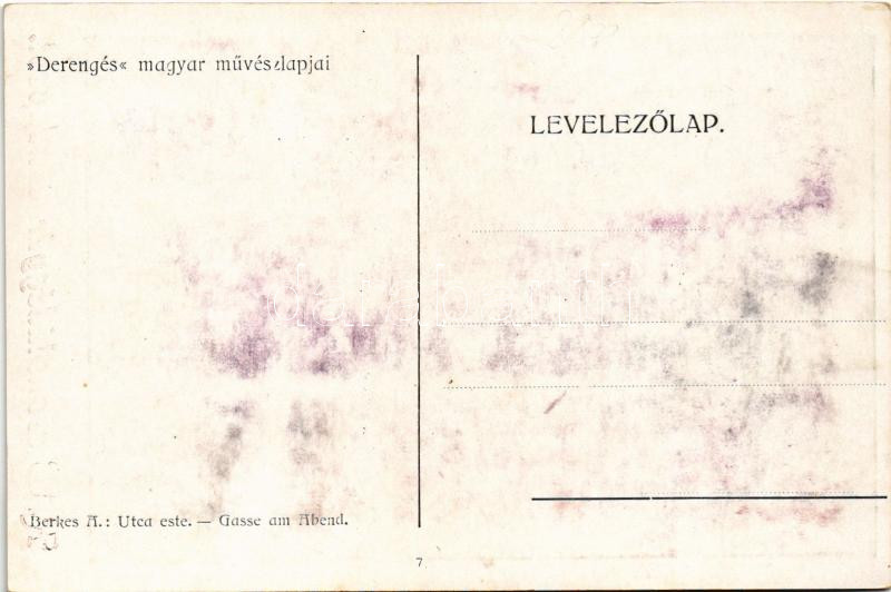 Budapest, Utca este. Derengés magyar művészlapjai. RAB csokoládégyár reklám s: Berkes A. - Image 2