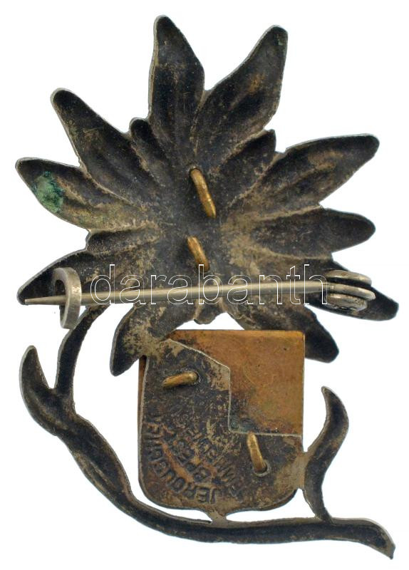 ~1930. 'MTE (Magyar Turista Egyesület)' zománcozott fém jelvény, 'JEROUSCHEK BPEST SEMMELWEIS U. 7' gyártói jelzéssel (44x33mm) T:1- kis patina / Hungary ~1930. 'MTE (Hungarian Tourist Association)' enamelled metal badge, with 'JEROUSCHEK - Image 2