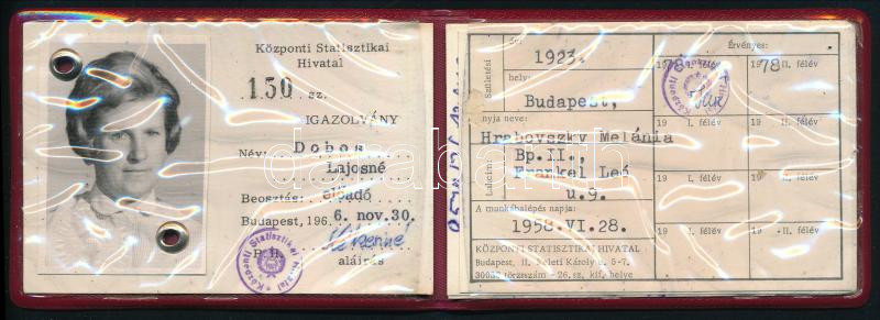 1966 Központi Statisztikai Hivatal fényképes igazolvány