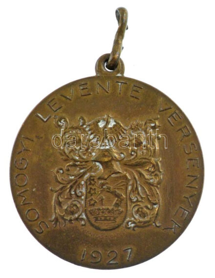 1927. 'Somogyi Levente Versenyek - 1927 / Patria' bronz díjérem mellszalag nélkül, 'Arkanzas Budapest' gyártói jelzéssel (30mm) T:2