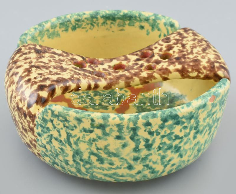 Kornfeld János: Retró tál. Kerámia, jelzett, hibátlan, d: 14,5 cm