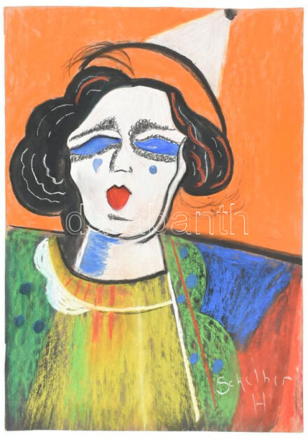 Scheiber H jelzéssel: Portré. Vegyes technika, karton. 54x38,5 cm