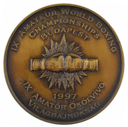 1997. 'Amatőr Ökölvívó Világbajnokság Budapest' kétoldalas bronz emlékérem (65mm) T:1- Hungary 1997. 'Amateur World Boxing Championships Budapest' two-sided bronze medallion (65mm) C:AU