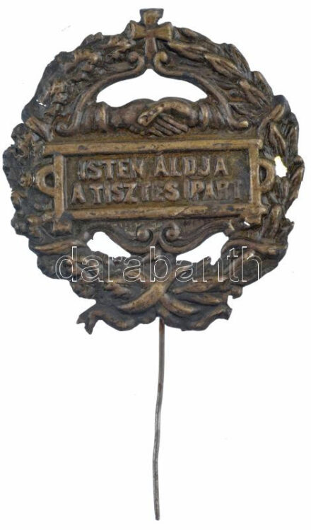 ~1930-1940. 'Isten áldja a tisztes ipart' Cu lemezjelvény (43x40mm) T:2