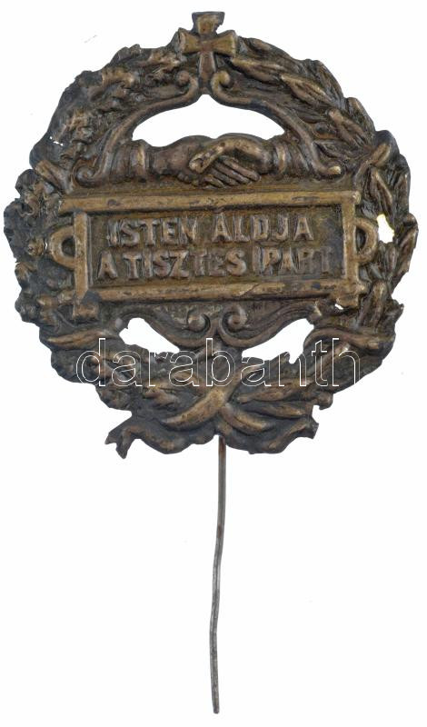 ~1930-1940. 'Isten áldja a tisztes ipart' Cu lemezjelvény (43x40mm) T:2