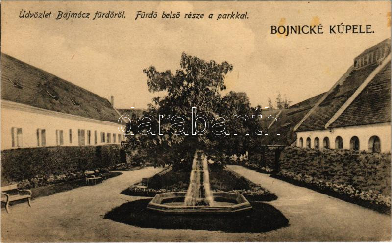 Bajmócfürdő, Bojnické kúpele (Bajmóc, Bojnice); Fürdő belső része a parkkal / spa, bath