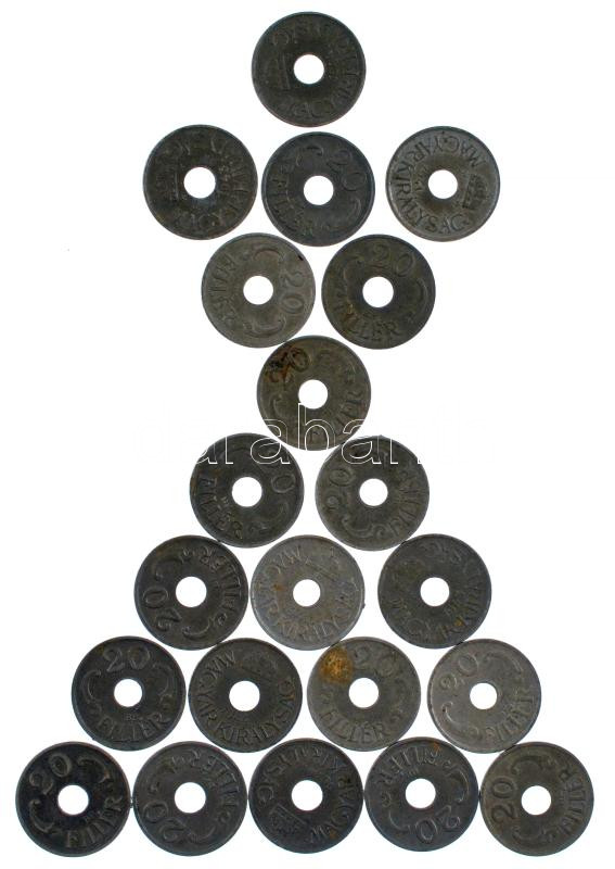 1941. 20f Fe (6x) + 1943. 20f Fe (3x) + 1944. 20f Fe (12x) T:2