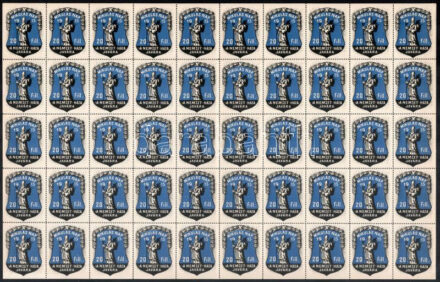 1915 Mikulás nap 20f segélybélyeg hajtott teljes ív / charity stamp folded complete sheet