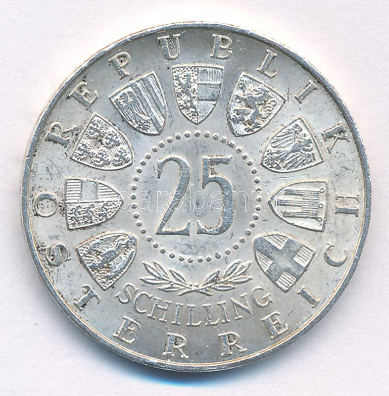 Ausztria 1956. 25Sch Ag 'Mozart' T:2 kis ph Austria 1956. 25 Schilling Ag 'Mozart' C:XF small edge error Krause KM#2881 - Image 2