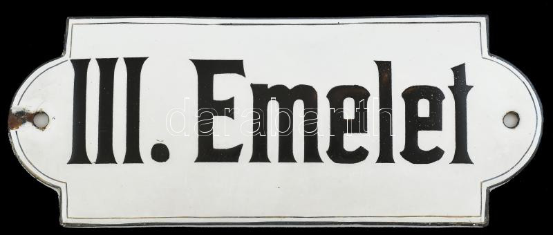 III. Emelet zománctábla, 8x21cm