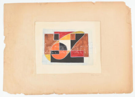 Nagy Lajos (?-), XX. közepe: Lágy geometria. Akvarell, papír. Jelzett a paszpartun.24x31,5 cm