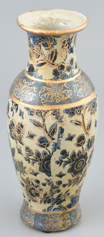 Terebess váza, kopott, jelzett, m: 20,5 cm