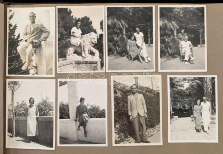 cca 1950-1960 Fotóalbum, benne profi teniszezők fényképei, róluk szóló újságkivágások, köztük 'Francisco Perak' (Perák Ferenc?) magyar teniszező; számos külföldi helyszíneken készült fotóval, összesen kb. 90-100 db, vegyes