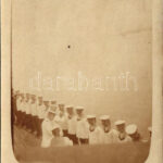 Osztrák-magyar haditengerészet, matrózok a fedélzeten jelentés közben / K.u.K. Kriegsmarine Matrosen / Austro-Hungarian Navy, mariners on deck during a report. photo (fl)