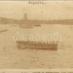 Osztrák-Magyar Haditengerészet matrózai evezős gyakorlat közben / K.u.K. Kriegsmarine Regatta / WWI Austro-Hungarian Navy mariners during rowing training. photo (fl)